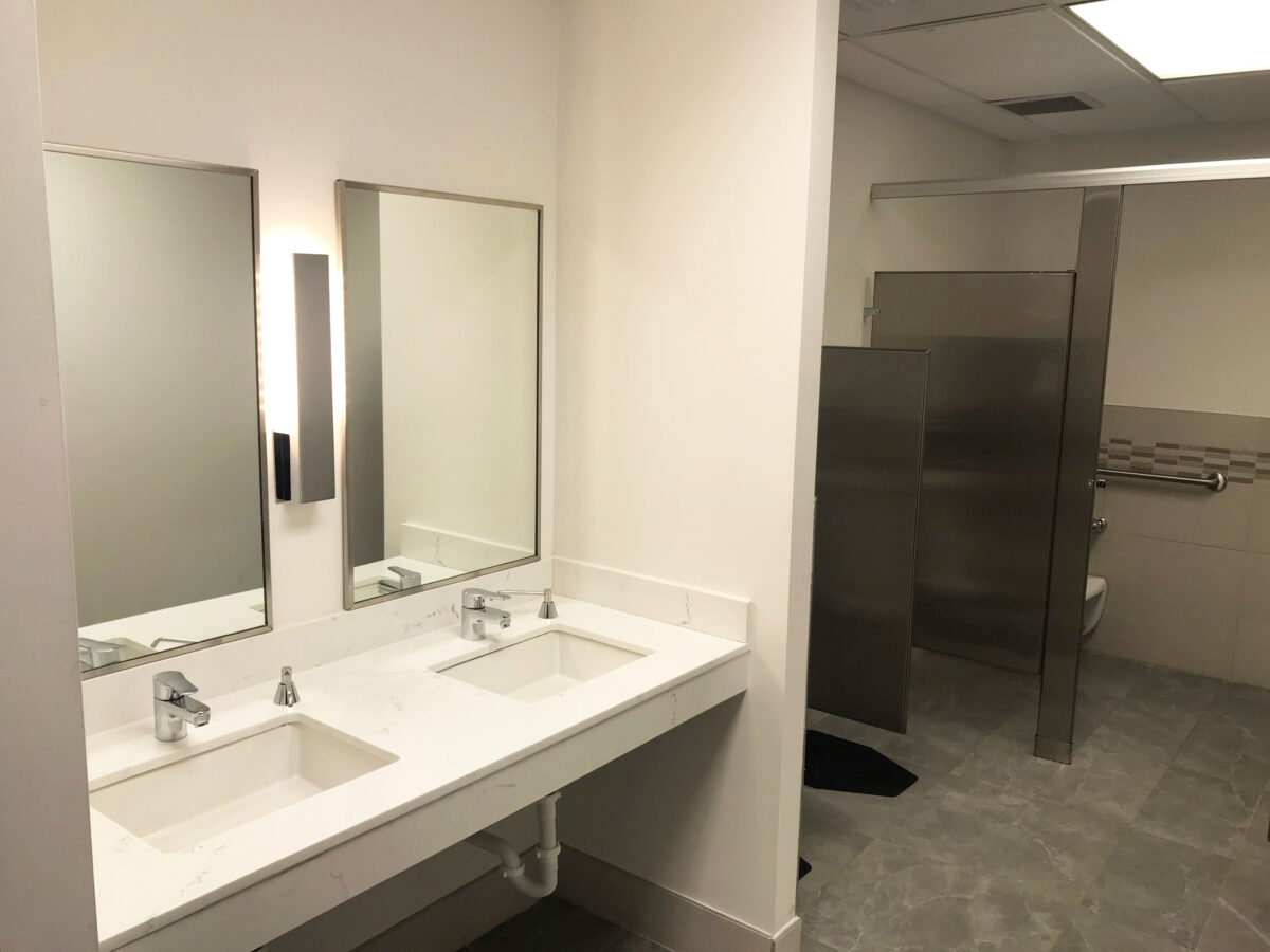 Renovated restrooms.